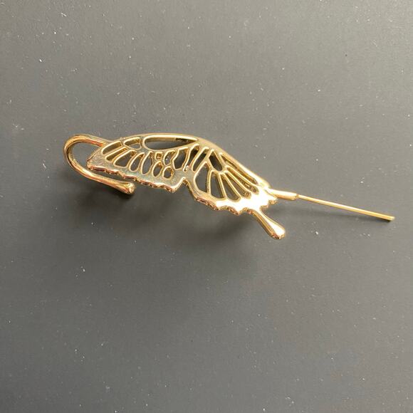 Oreylo Gentle Butterfly Adjustable Hypoallergenic Gold Rhodium Earring NEW - Picture 4 of 9